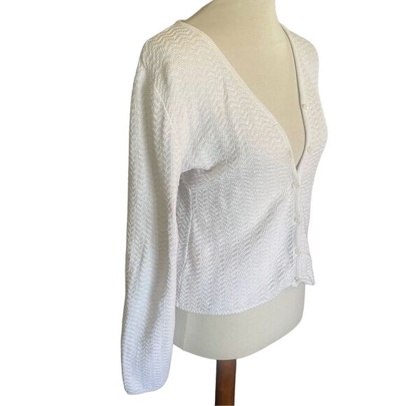 A. Byer White Knitted Long Sleeve Button Up Cropped Cardigan Size L - Picture 3 of 7